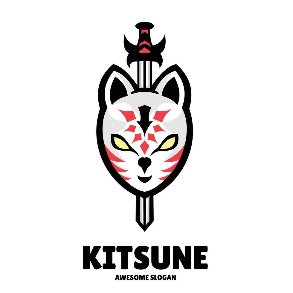 kitsune mascotte logo ontwerp illustratie vector