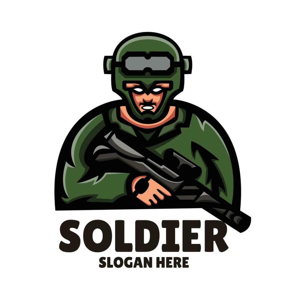 soldaat mascotte logo ontwerp illustratie vector