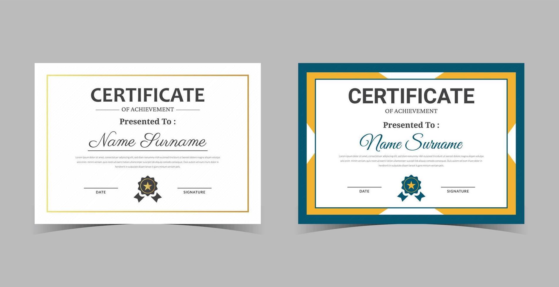 certificaat van waardering sjabloon, certificaat van prestatie, awards diploma sjabloon vector