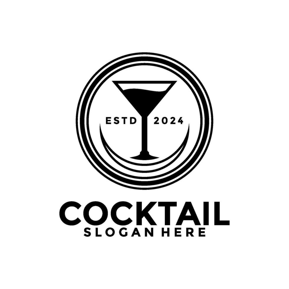 cocktail logo ontwerp vector vintage. alcohol drinken icoon. cocktail glas vector retro ontwerp sjabloon