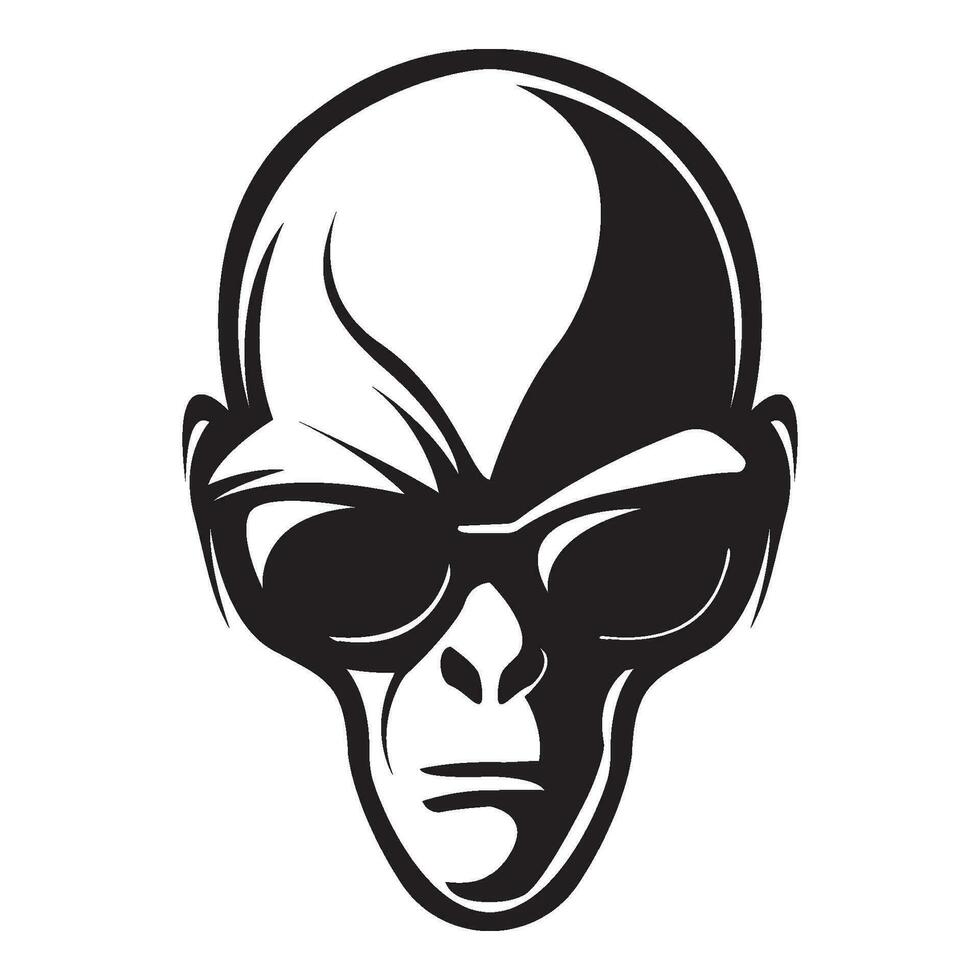 ai gegenereerd buitenaards wezen vervelend zonnebril iconisch logo vector illustratie.