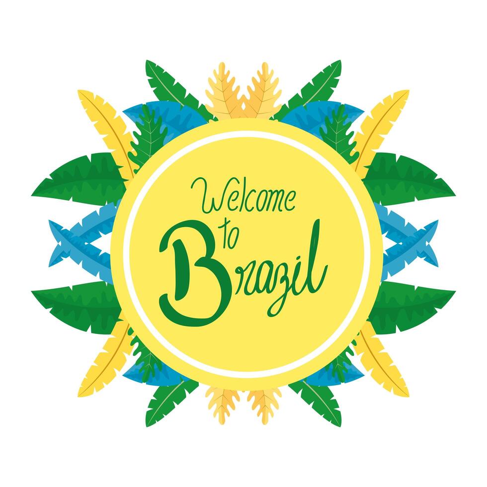 brazilië carnaval frame met belettering en veren vector