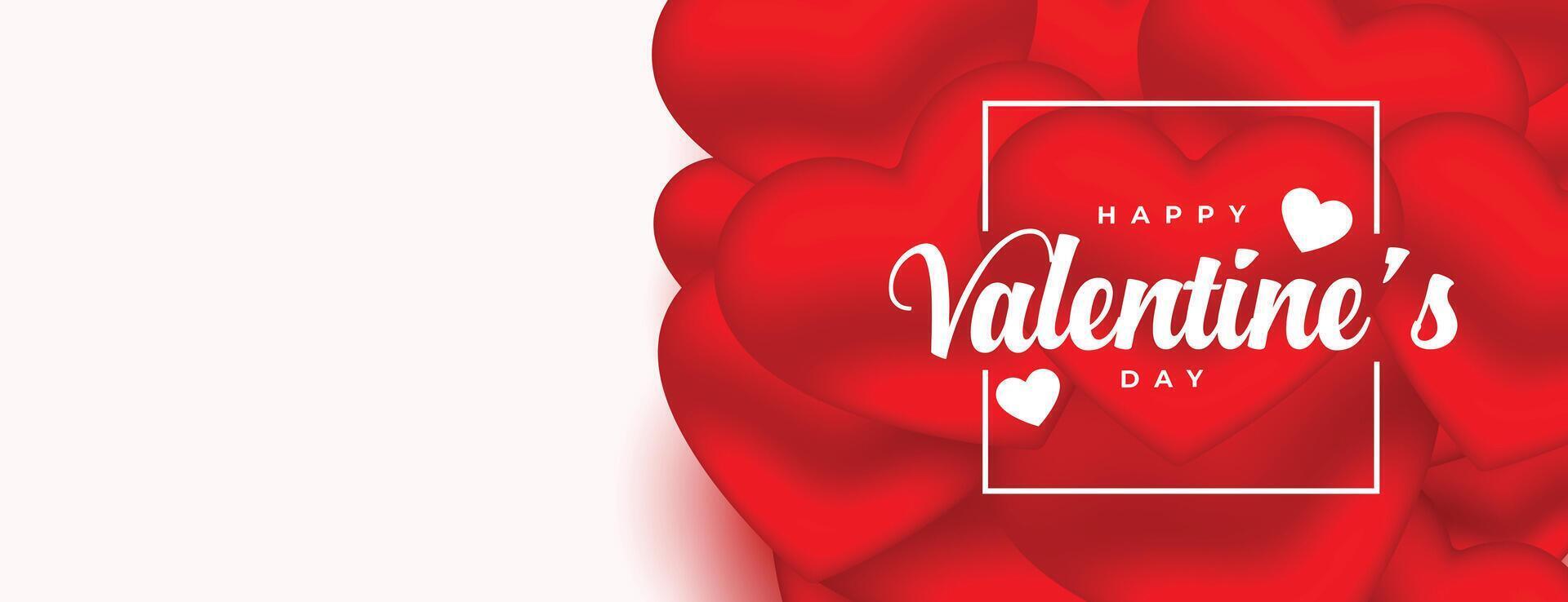 romantisch rood harten banier voor valentijnsdag dag vector