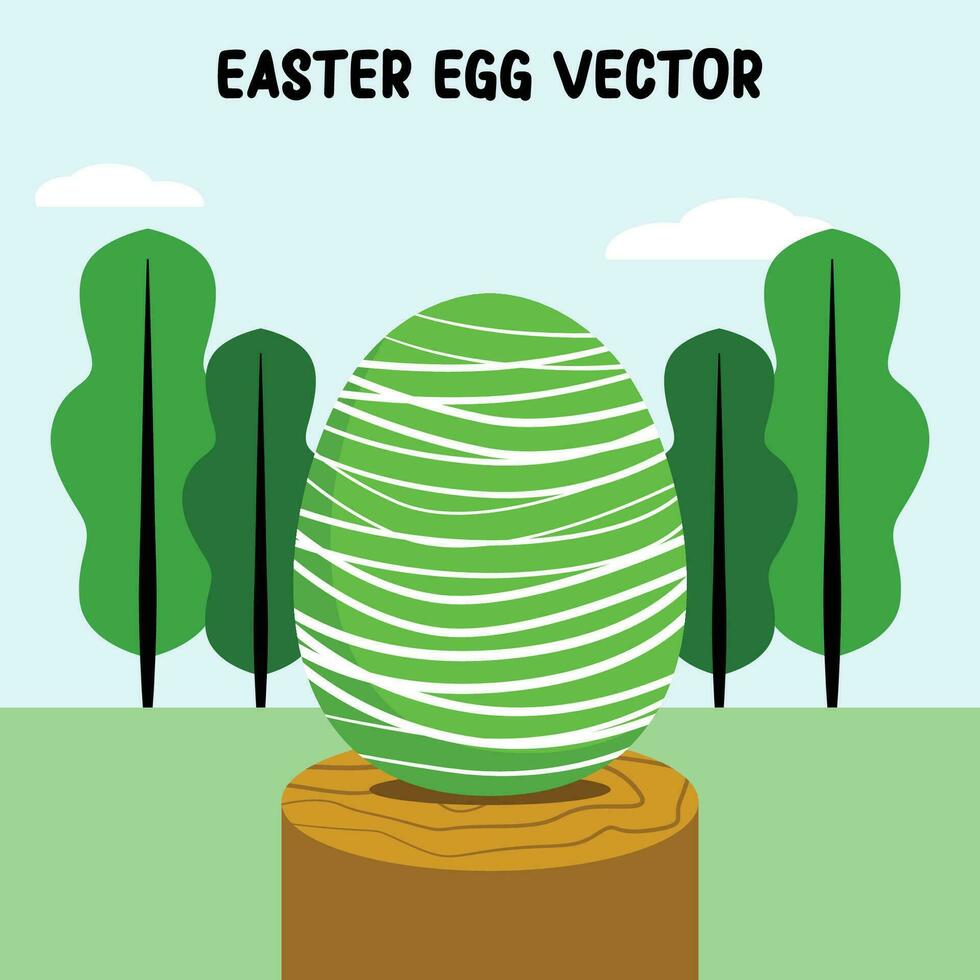 Pasen eieren illustratie vlak vector in groen met willekeurig lijnen