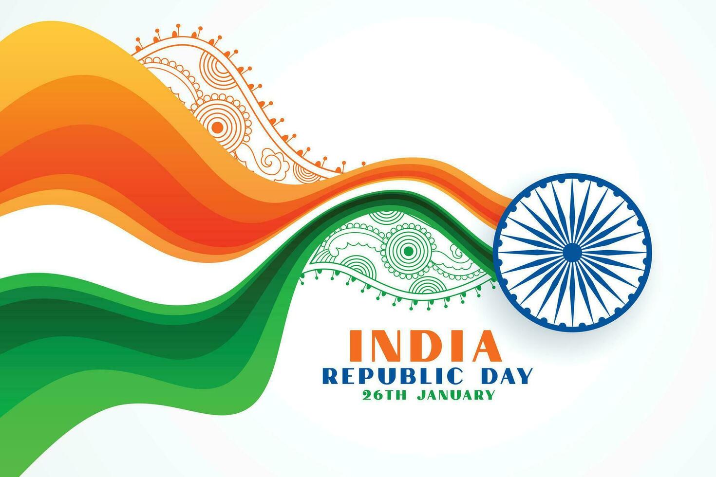 mooi hoor Indisch republiek dag creatief golvend vlag achtergrond vector