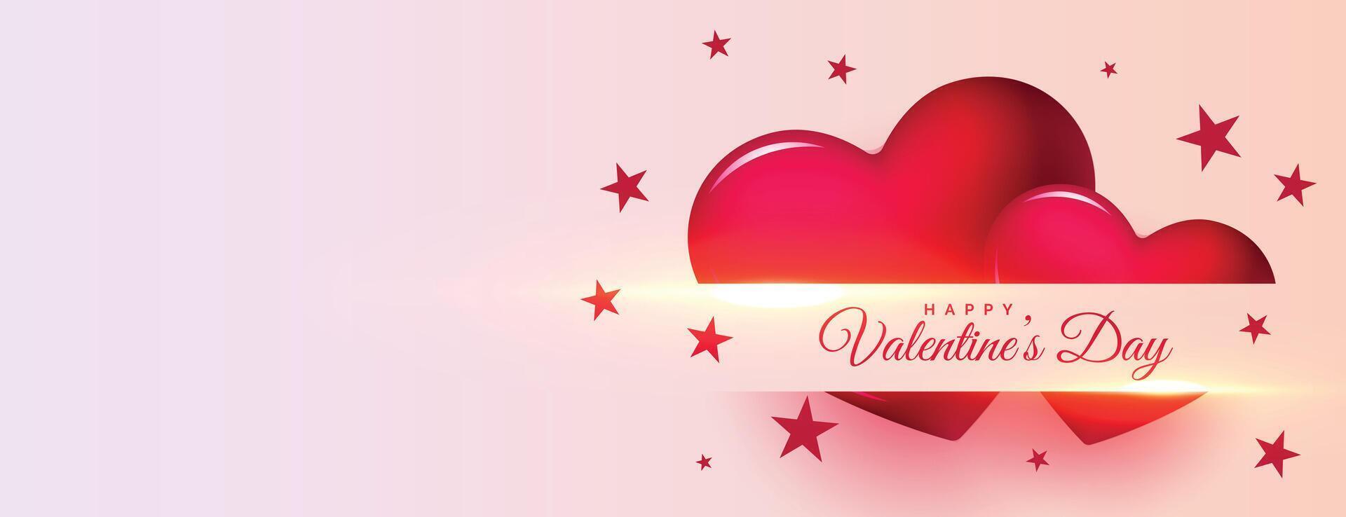 gelukkig valentijnsdag dag viering harten banier met tekst ruimte vector