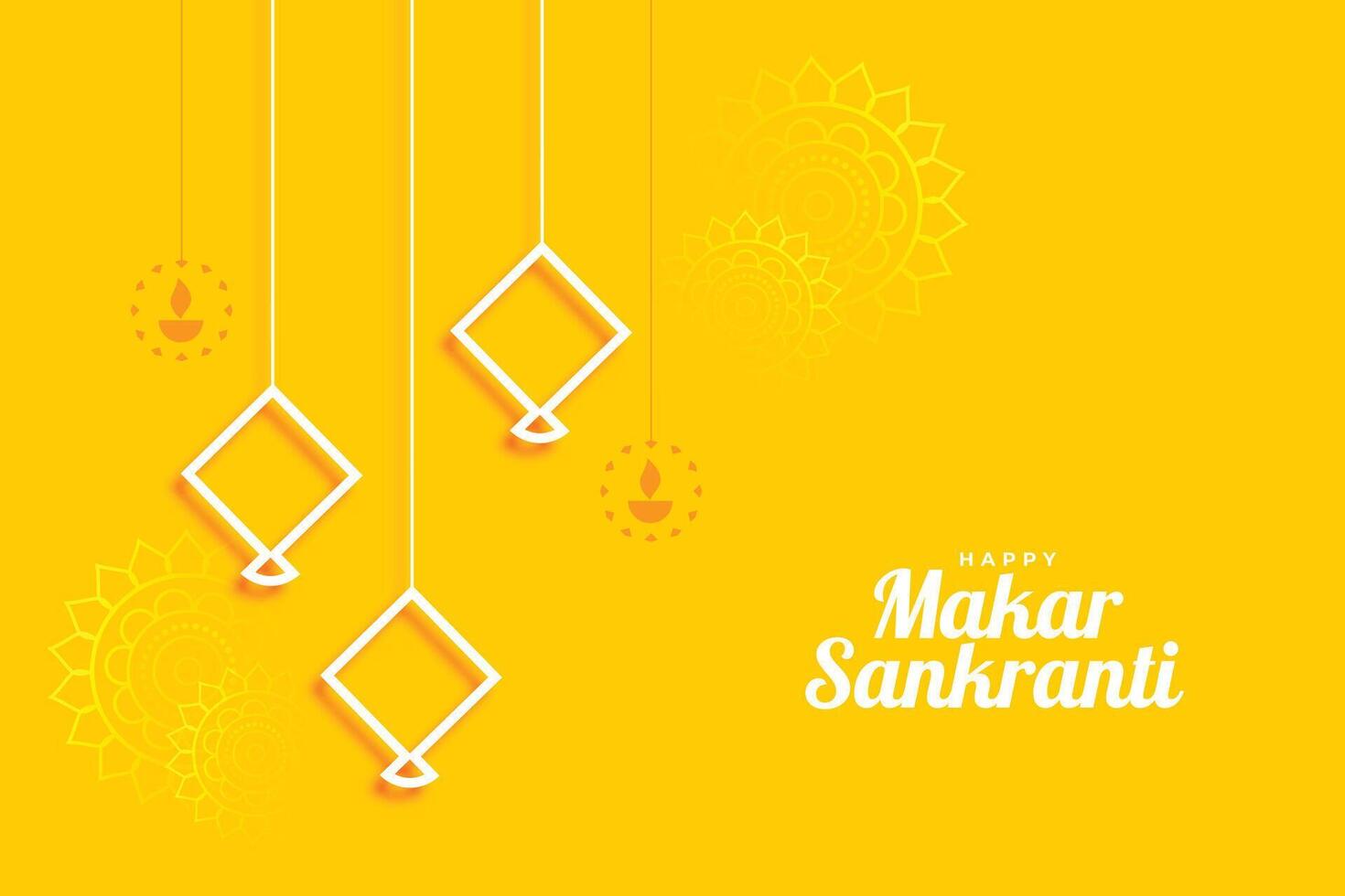 geel makar sankranti festival groet ontwerp vector