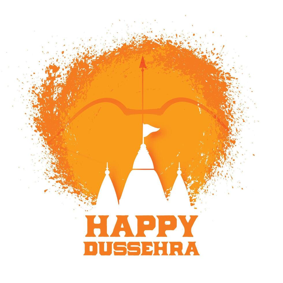 gelukkig dussehra groet kaart ontwerp met tempels vector