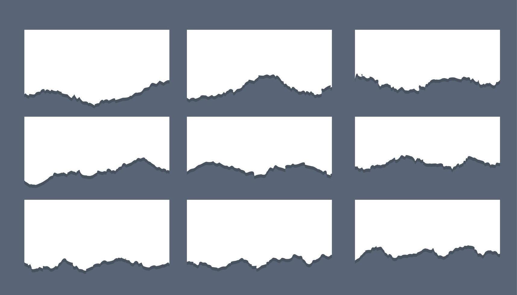 wit gescheurd vel van papier strepen reeks van negen vector