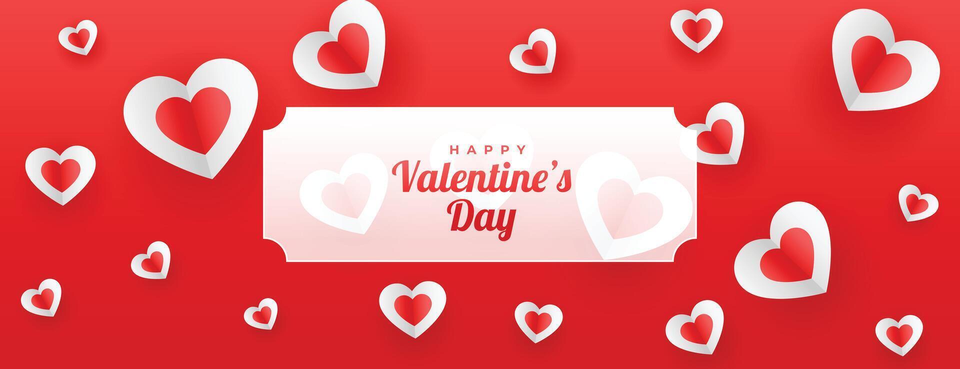 valentijnsdag dag rood liefde papier harten banier vector