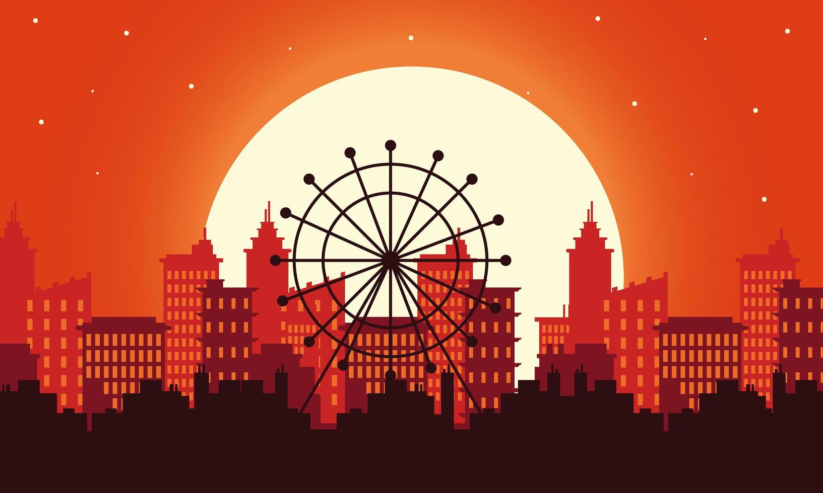london eye city architectuur silhouet zonsondergang scene vector