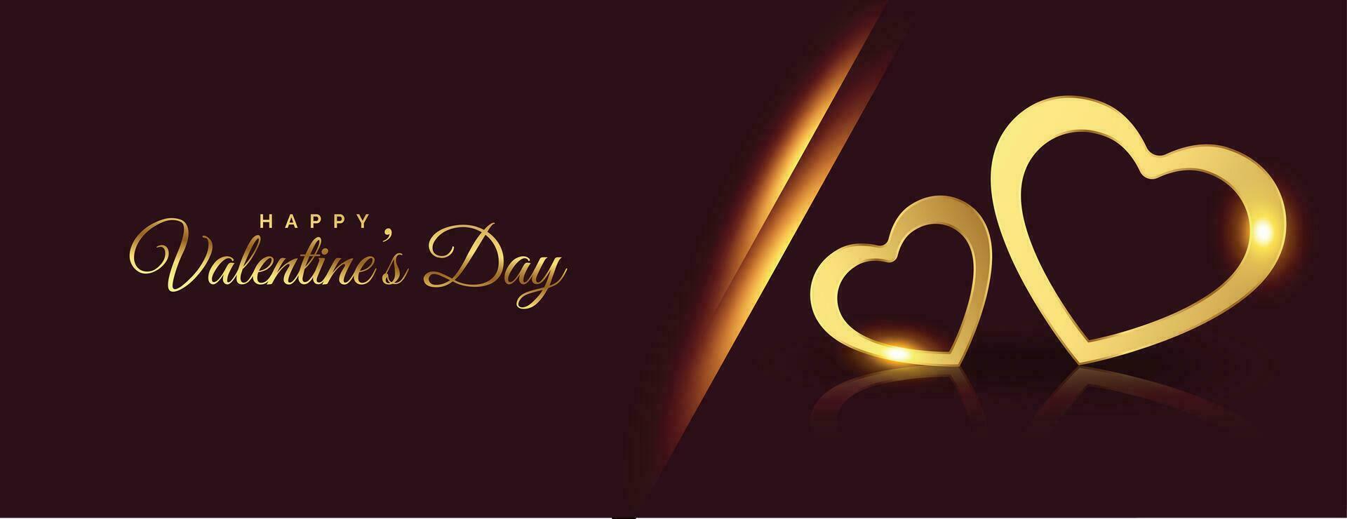 gelukkig valentijnsdag dag gouden harten banier ontwerp vector