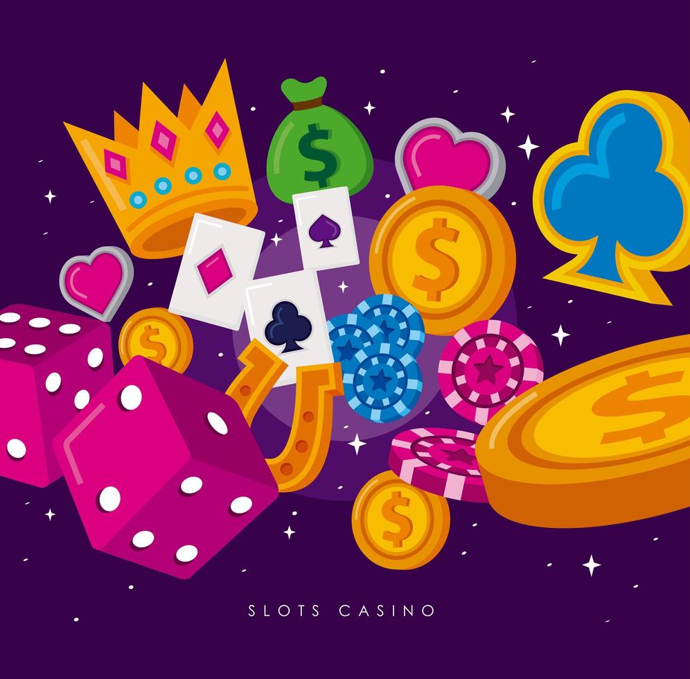 bundel van slots casino set iconen vector