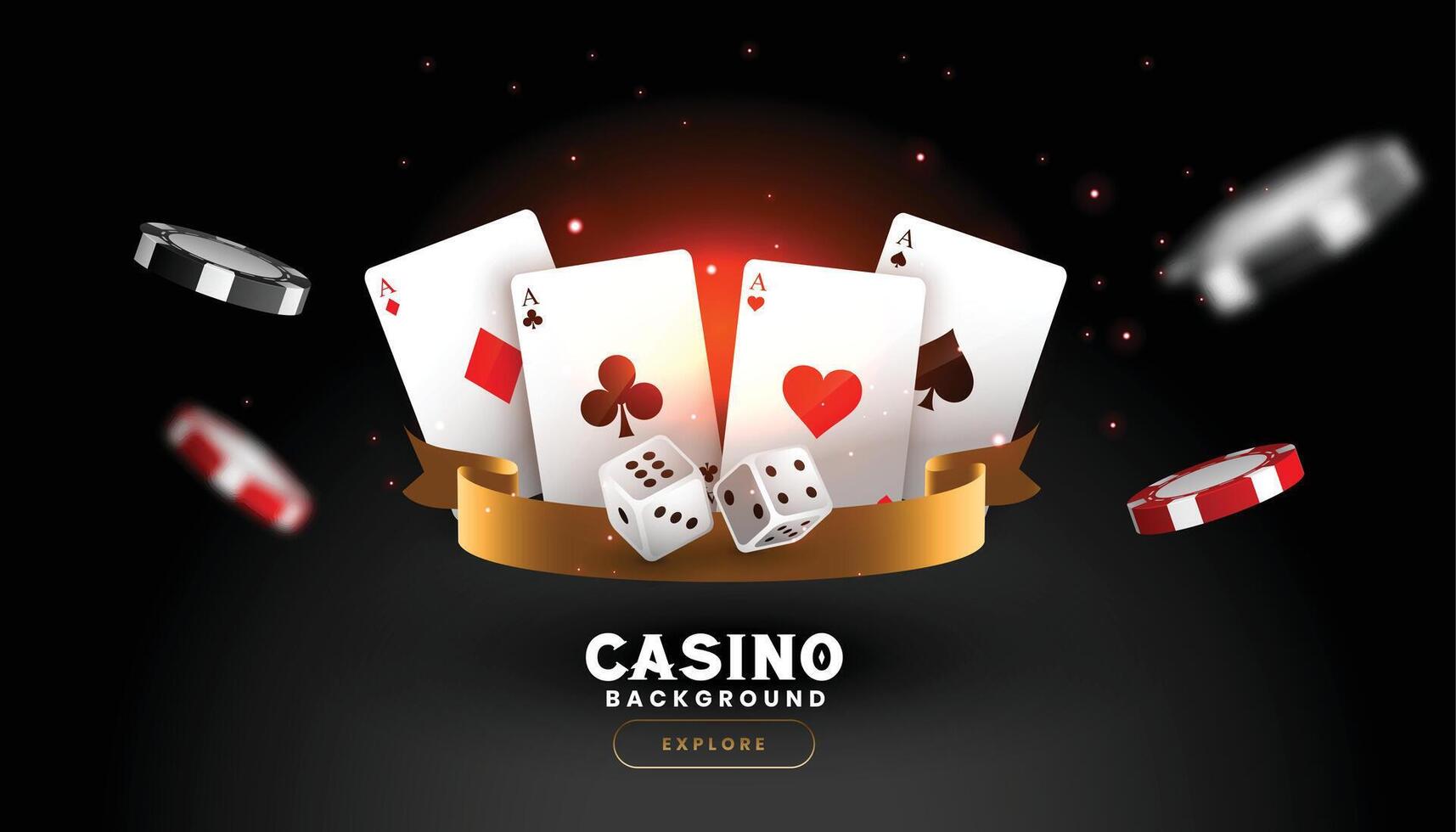 casino achtergrond met spelen kaart Dobbelsteen en vliegend chips vector