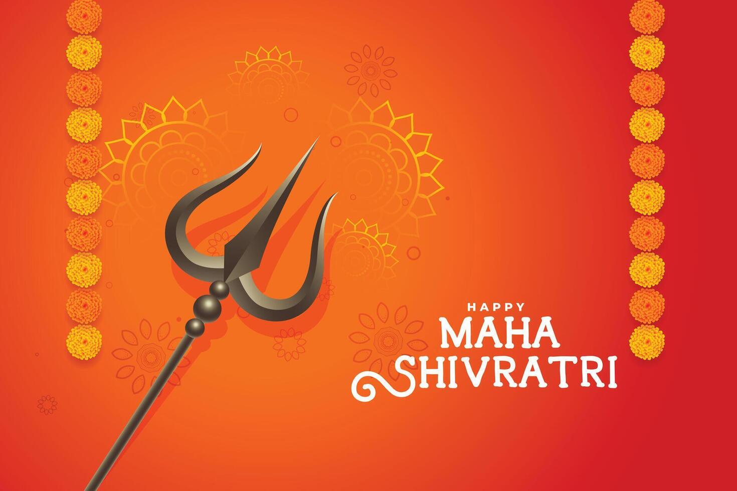 mooi hoor maha shivratri traditioneel oranje kaart ontwerp achtergrond vector