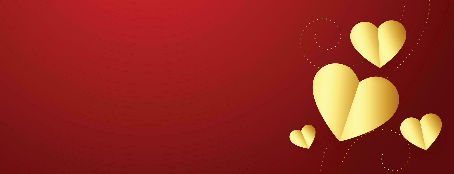 valentijnsdag dag banier met gouden harten en tekst ruimte vector