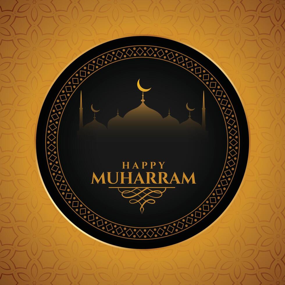 heilig Muharram festival kaart in gouden kleur vector