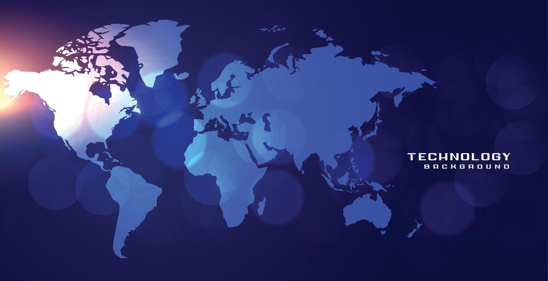 technologie woord kaart met licht effect achtergrond vector