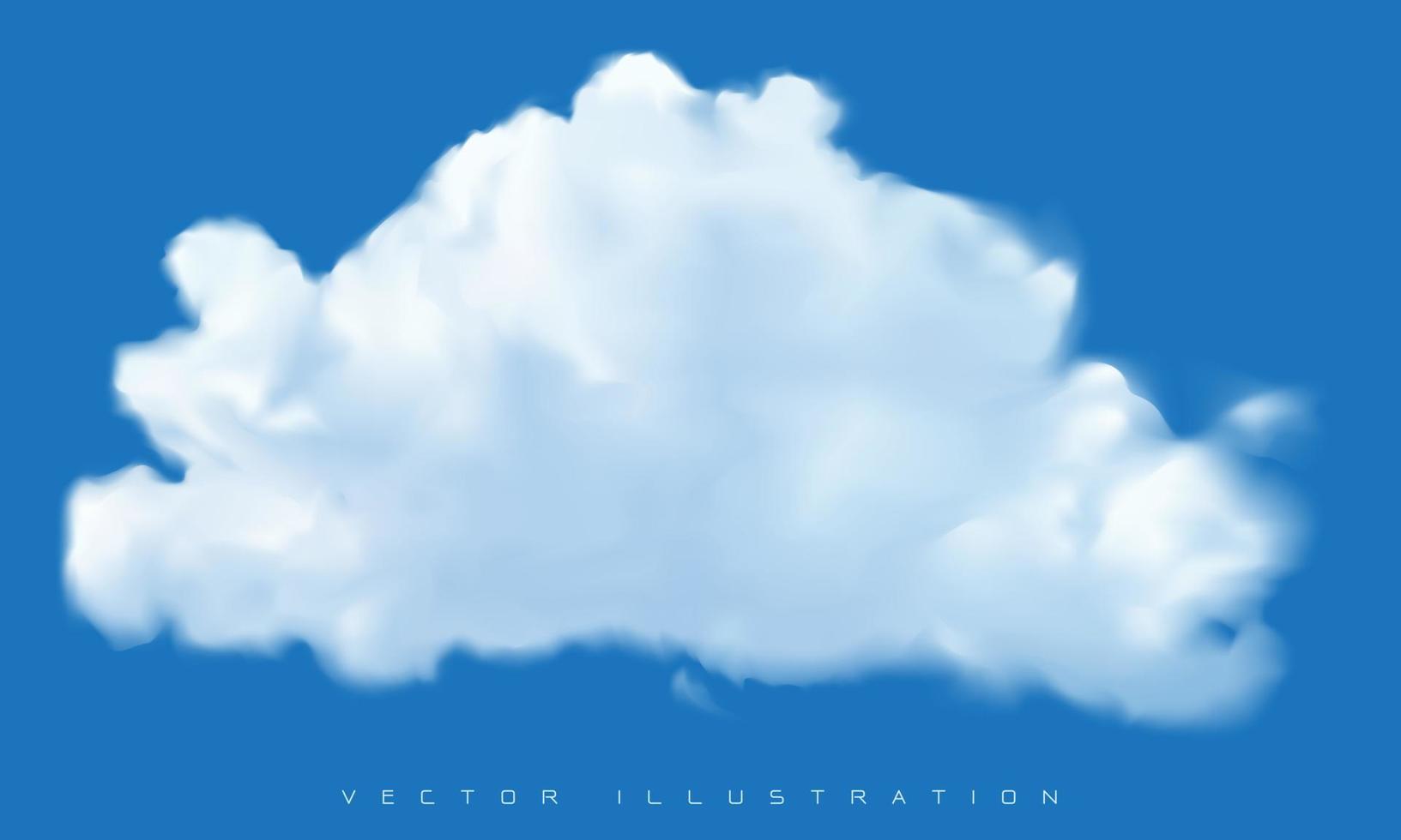 vector van realistische witte wolk op blauwe hemelachtergrond.