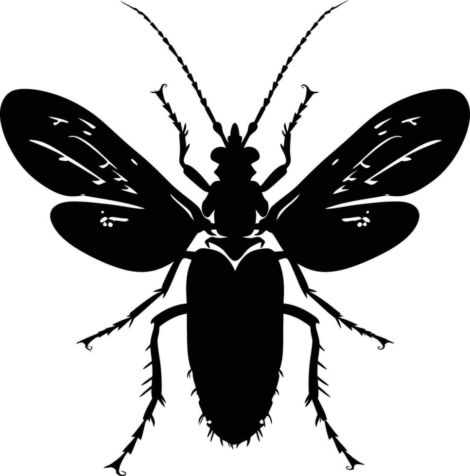 ai gegenereerd silhouet insect of kever vol lichaam zwart kleur enkel en alleen vector