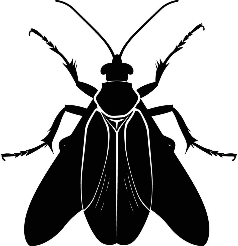 ai gegenereerd silhouet insect of kever vol lichaam zwart kleur enkel en alleen vector