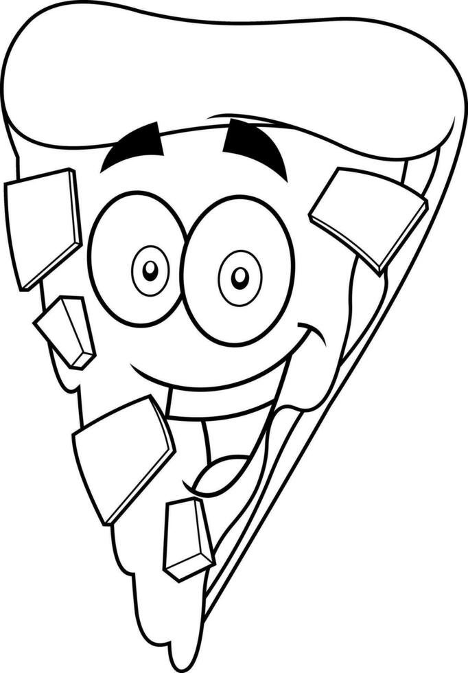 geschetst pizza plak tekenfilm karakter. vector hand- getrokken illustratie