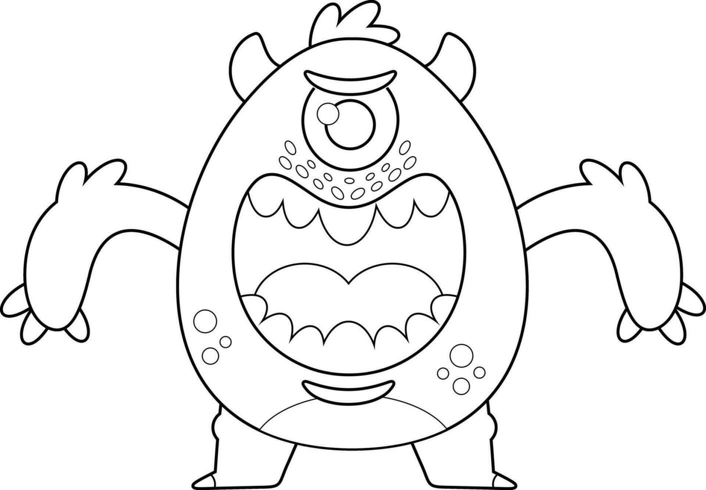 geschetst boos monster tekenfilm karakter. vector hand- getrokken illustratie