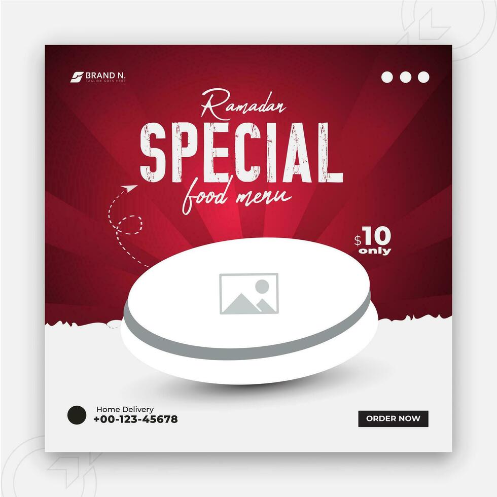 speciaal Ramadan kareem iftar datum vallen sociaal media Hoes ontwerp, heerlijk Ramadan voedsel menu post sjabloon, korting bieden, restaurant web banier, abstract rood kleurrijk vorm helling achtergrond vector