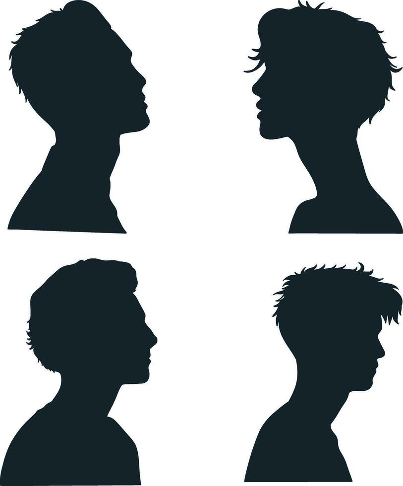 verzameling van Mens hoofd silhouet. geïsoleerd Aan wit achtergrond vector