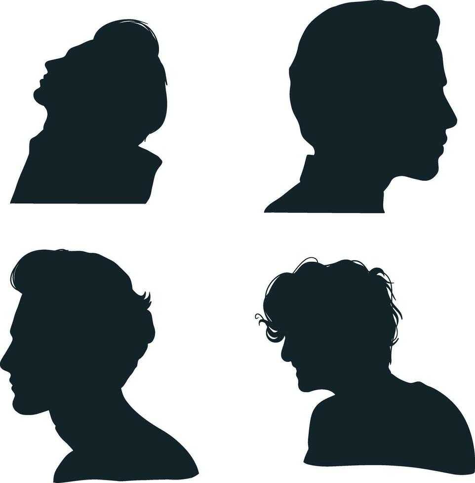 verzameling van Mens hoofd silhouet. geïsoleerd Aan wit achtergrond vector