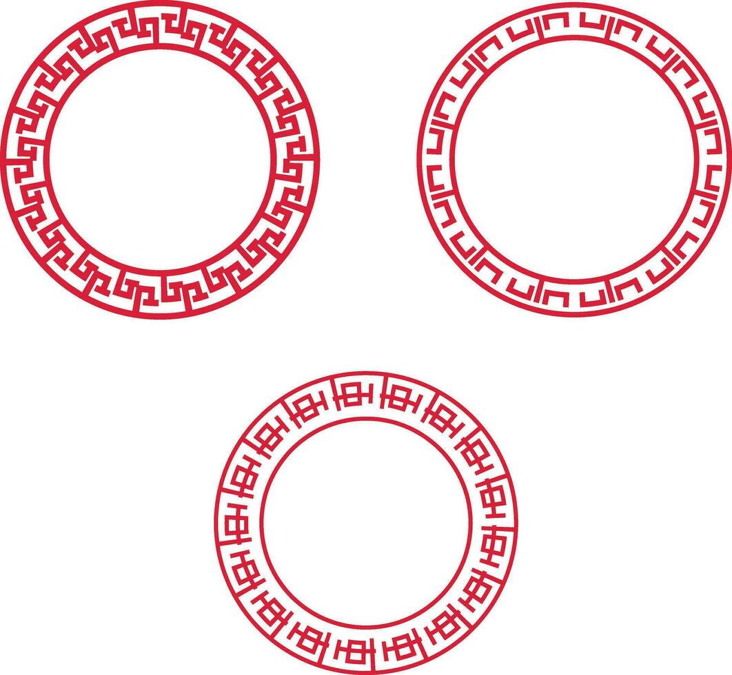 Chinese cirkel kader pictogrammen set. Aziatisch ontwerp stijl. geïsoleerd vector. vector