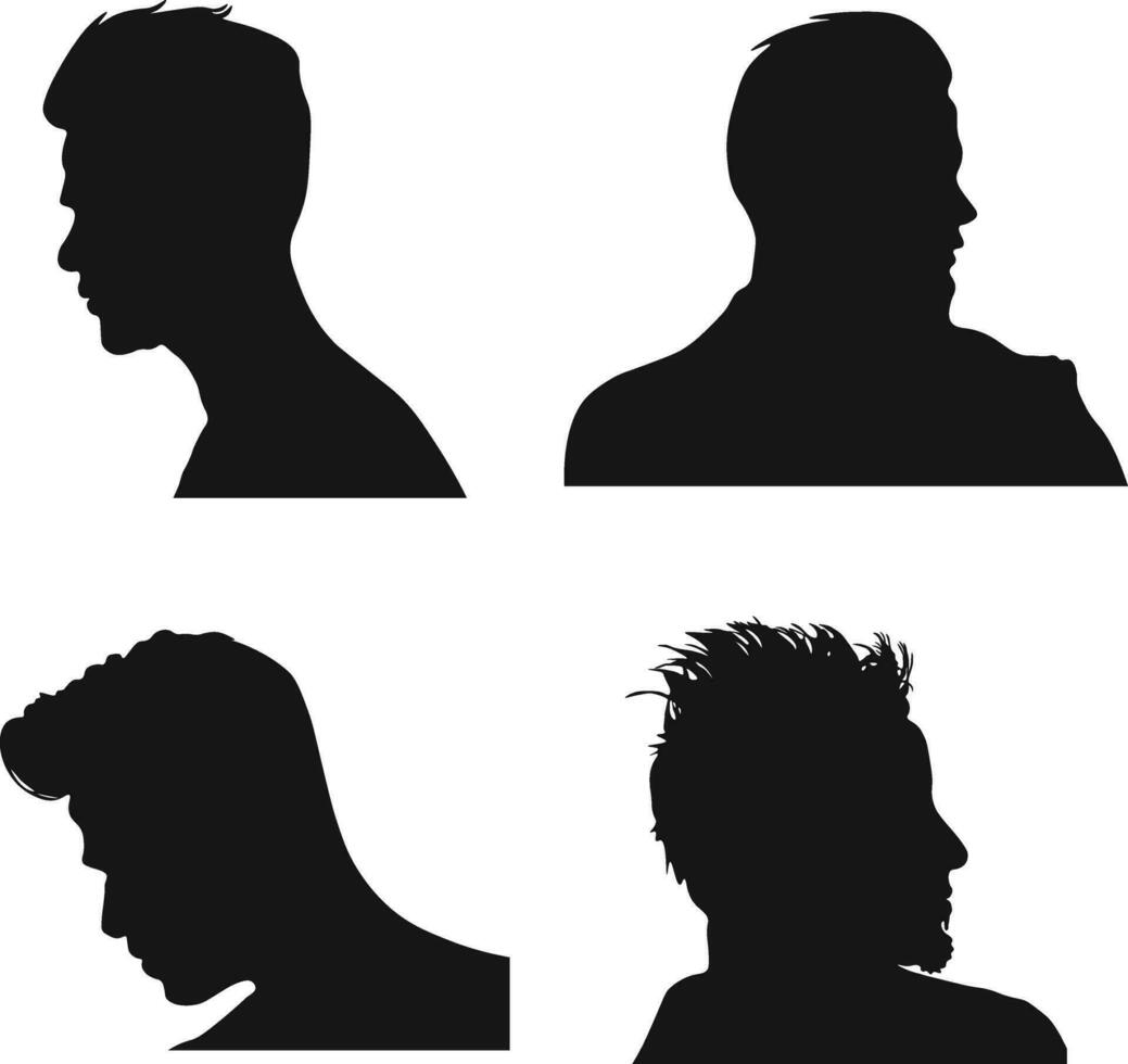 verzameling van verschillend Mens hoofd silhouet. Mens kant gezicht. geïsoleerd Aan wit achtergrond vector