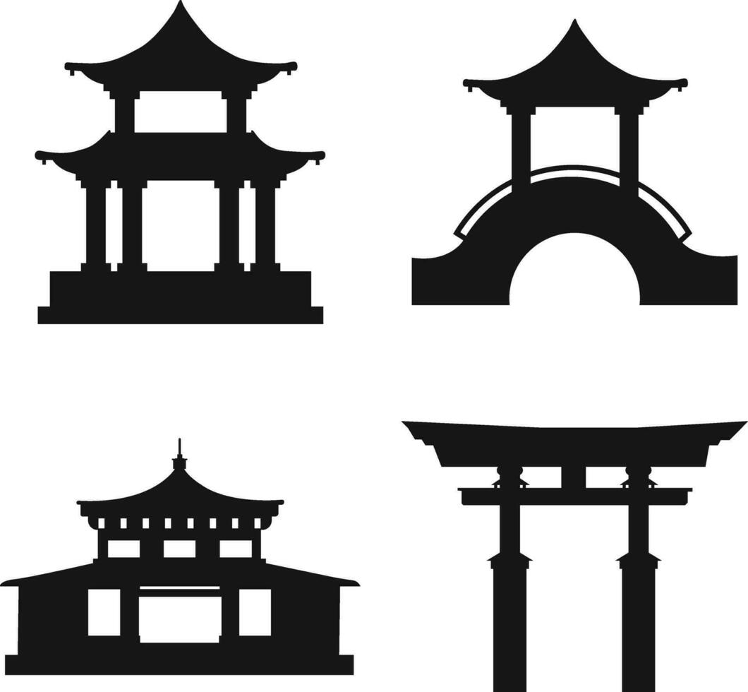 traditioneel Chinese gebouw elementen. Chinese tempel Aan wit achtergrond. vector