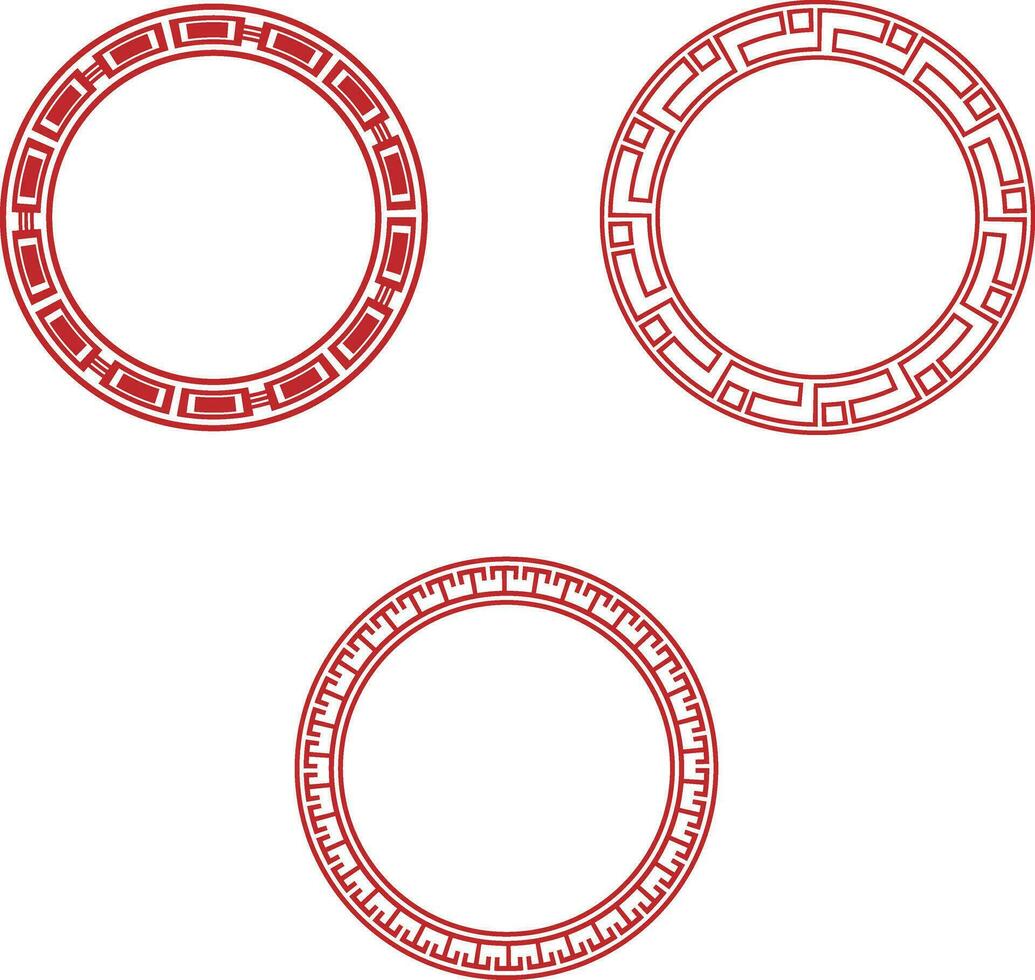 verzameling van rood Chinese cirkel kader. Aziatisch oosters stijl. vector illustratie
