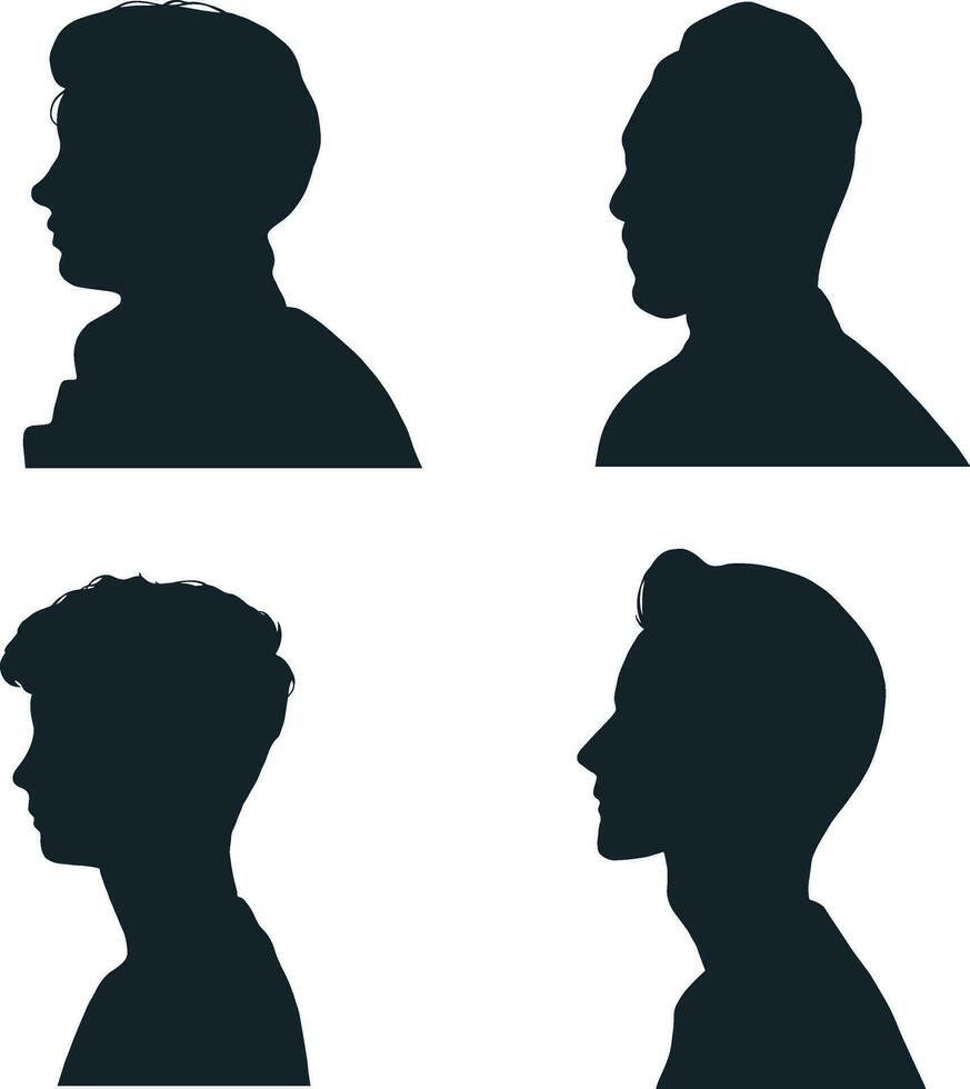 verzameling van Mens hoofd silhouet. geïsoleerd Aan wit achtergrond vector