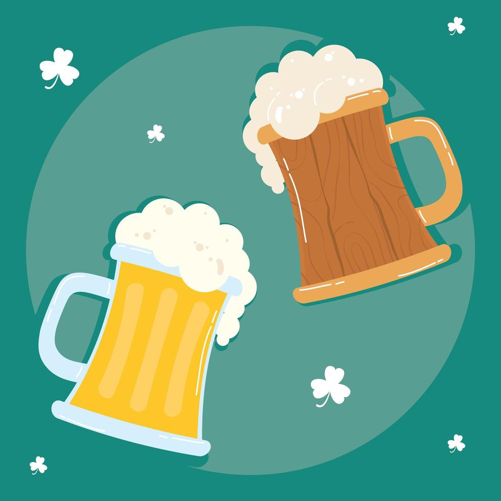 bierpotten dranken houten en glazen iconen vector