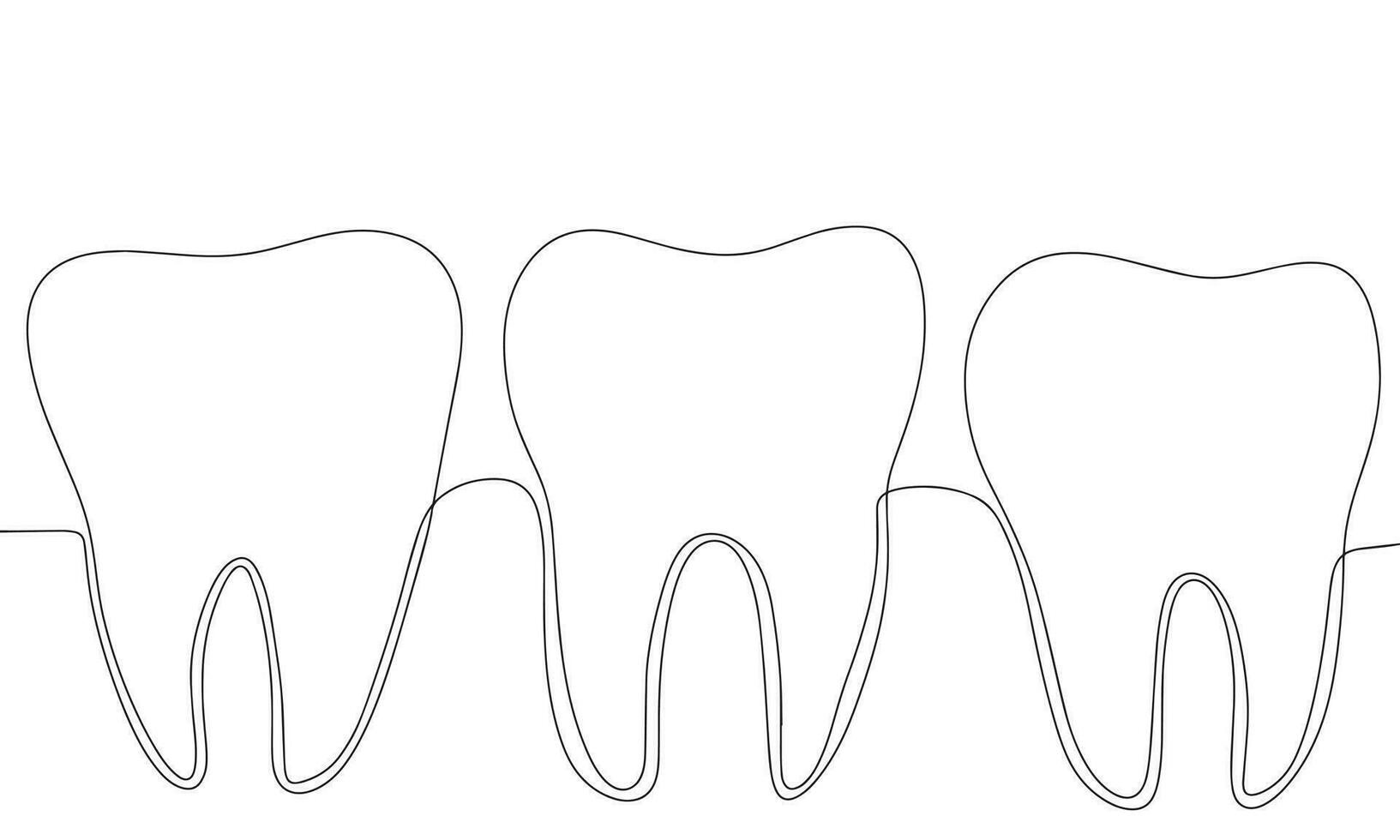 tand een lijn doorlopend lijn. lijn kunst tanden schets, silhouet. hand- getrokken vector kunst.