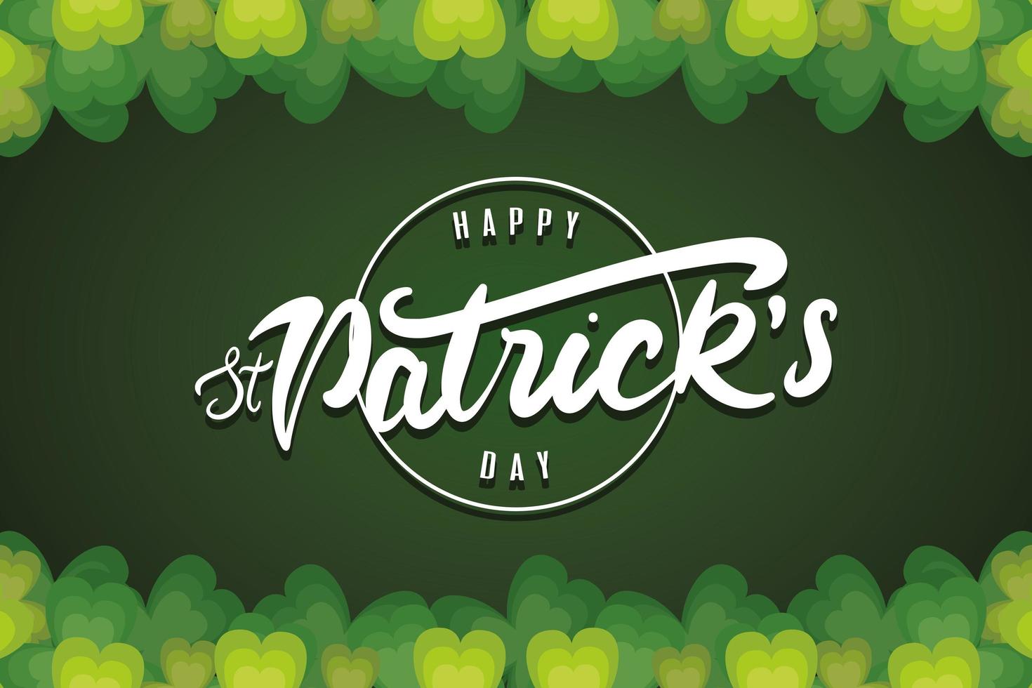 happy saint patricks day belettering in circulaire frame groene achtergrond vector