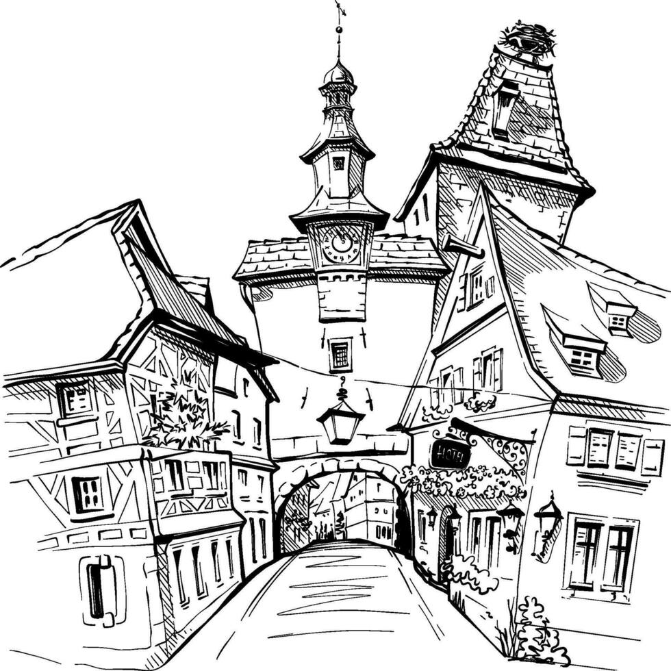 Rothenburg ob der tauber, Duitsland vector