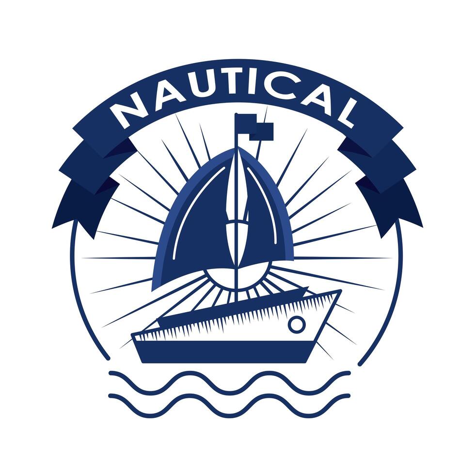 zeilboot nautisch label vector