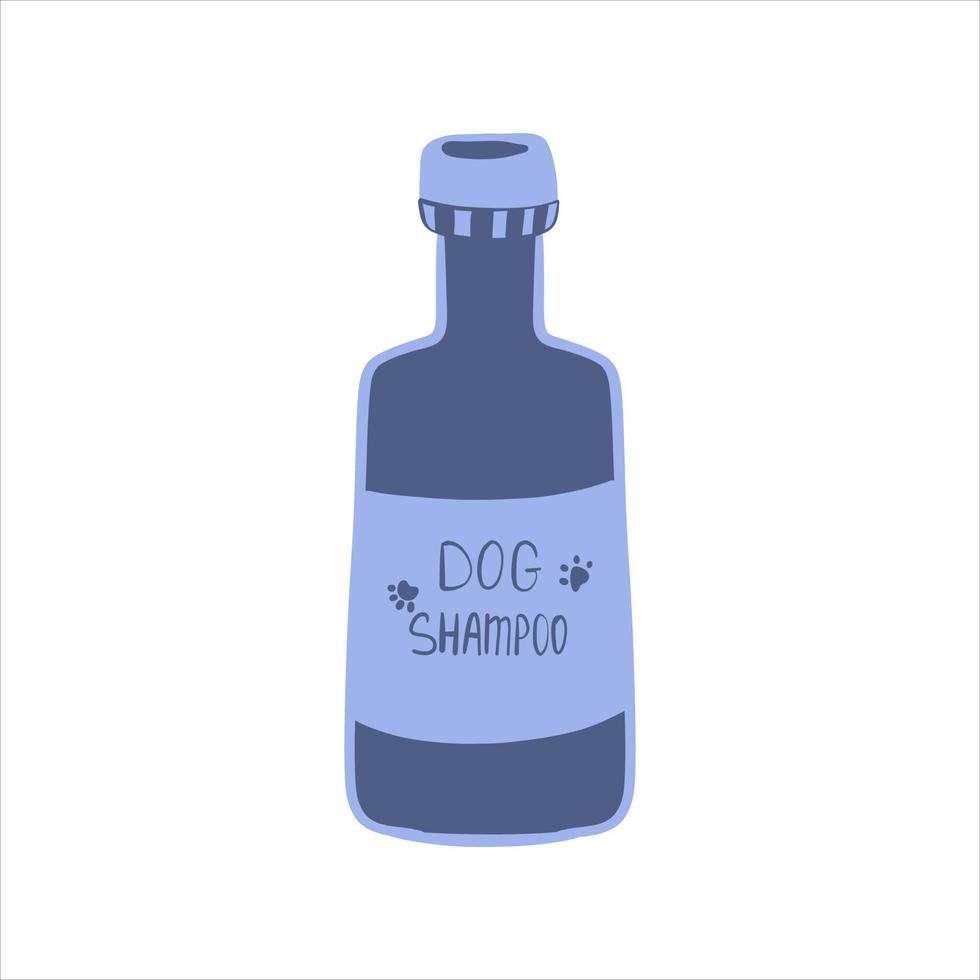 hondenverzorgingsproduct, hondenshampoo. doodle vector, stock illustratie hand getekend in vlakke stijl, geïsoleerd op een witte achtergrond vector