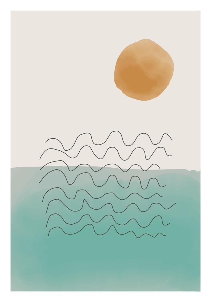 trendy abstracte creatieve minimale artistieke aquarelsamenstelling vector