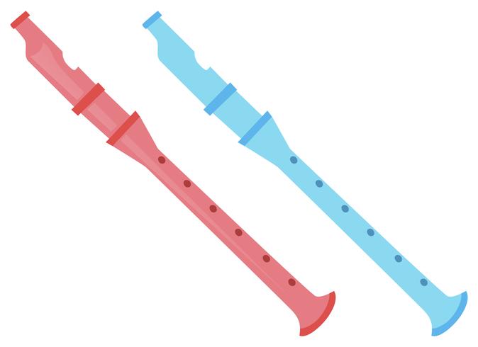 Twee fluiten in roze en blauw vector
