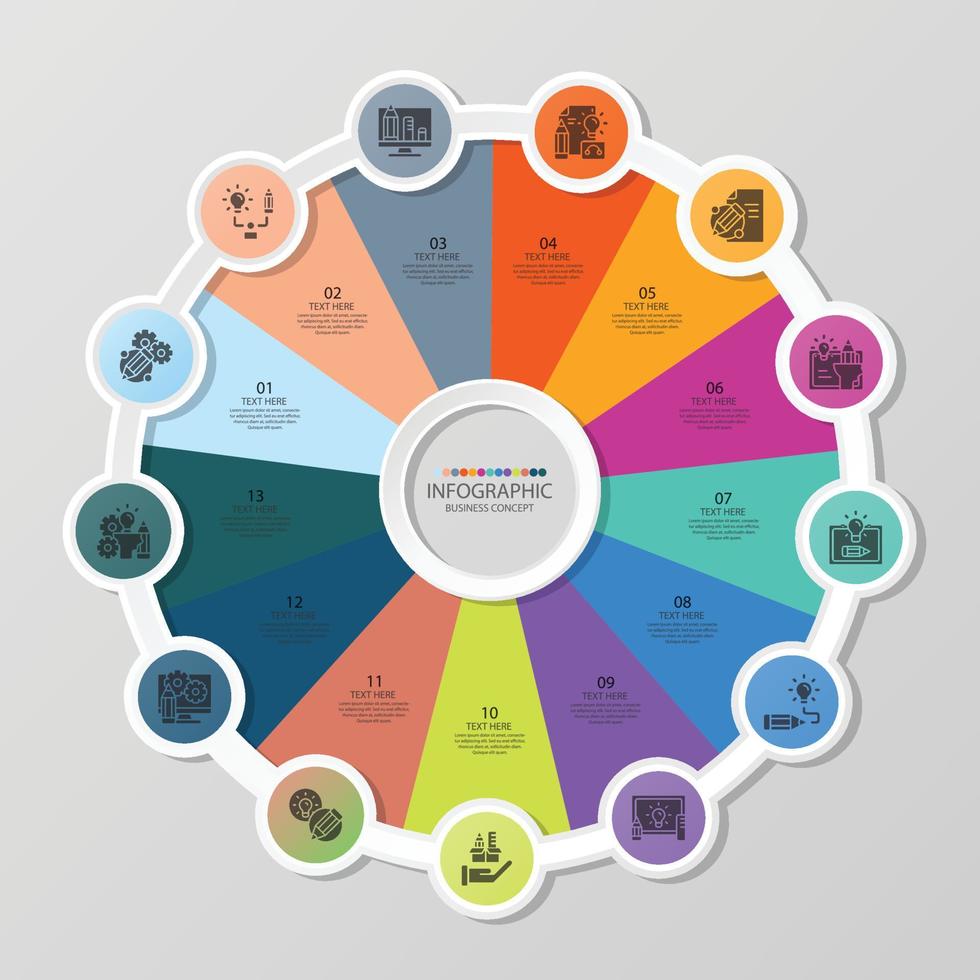 infographic basissjabloon met 13 stappen vector