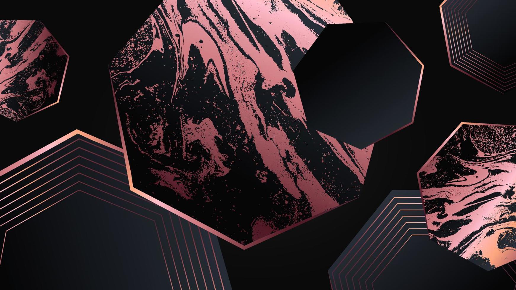 donker behang met marmeren vormen en roze verlooplijnen vector