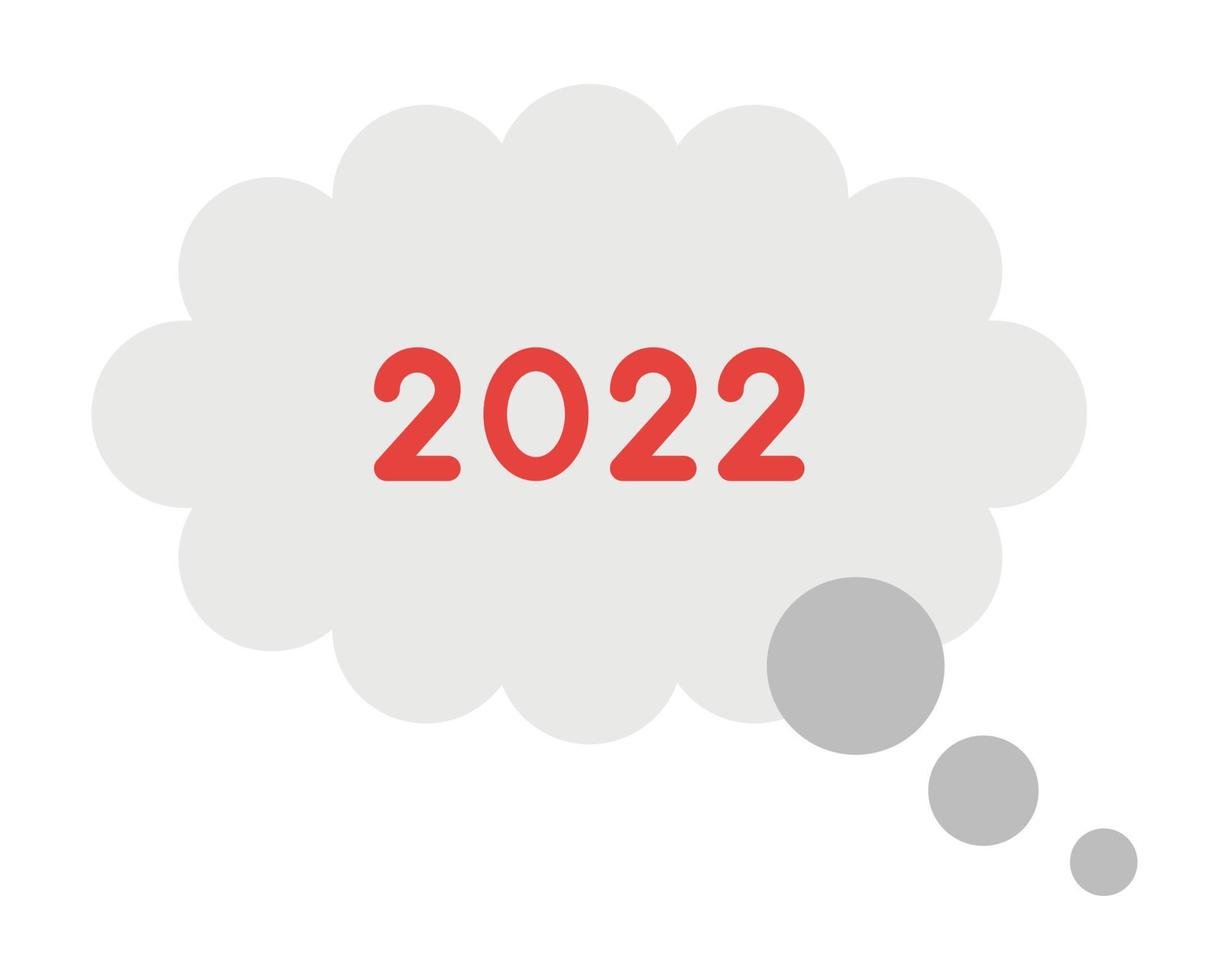 nieuwjaar 2022 vectorconcept, gedachte bubble vector