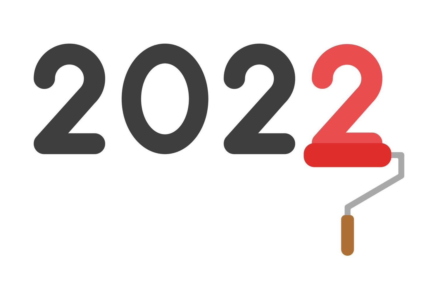 nieuwjaar 2022 vectorconcept, verfroller en schilderen vector