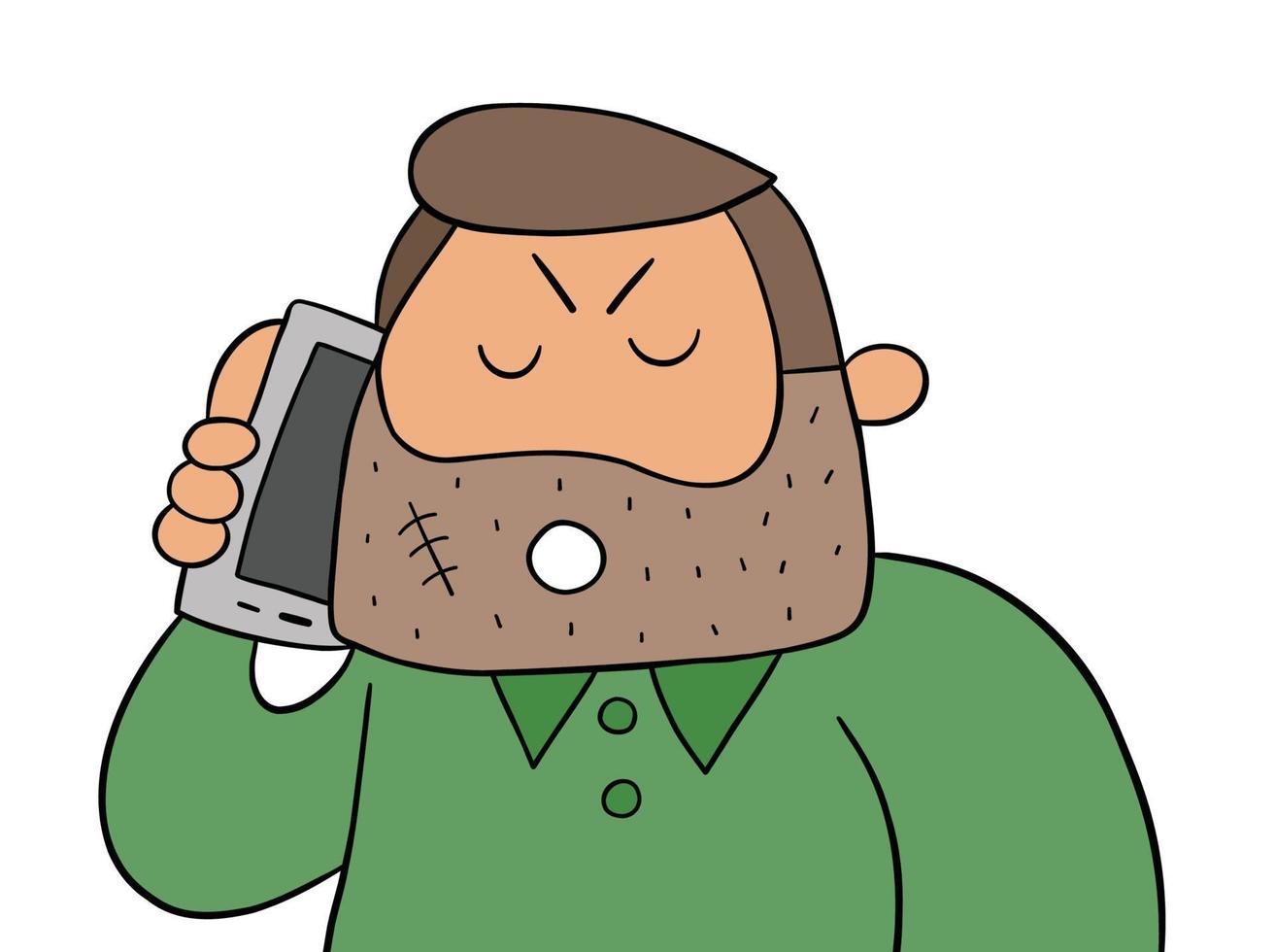 cartoon criminele man praten op smartphone, vectorillustratie vector