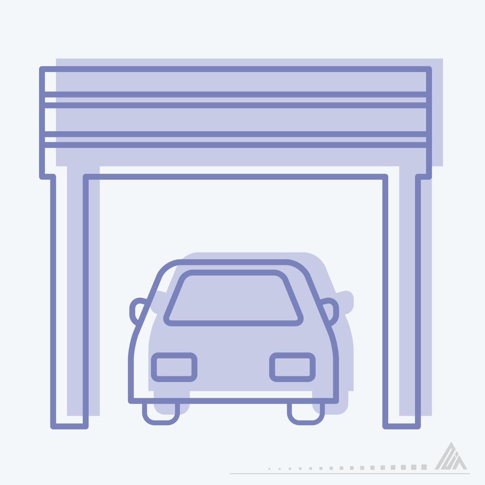 vectorafbeelding van auto in garage - tweelingstijl vector