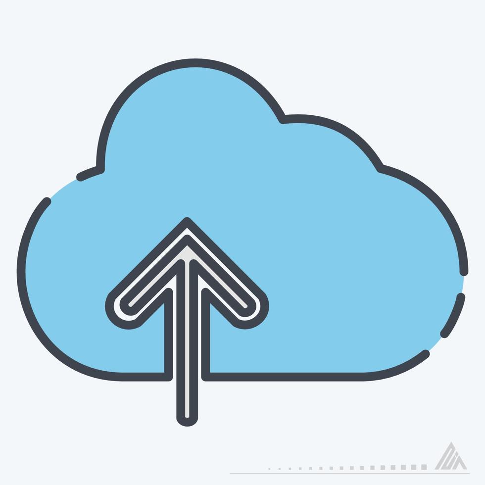 pictogram vector van wolk met opwaartse pijl - lijn gesneden stijl